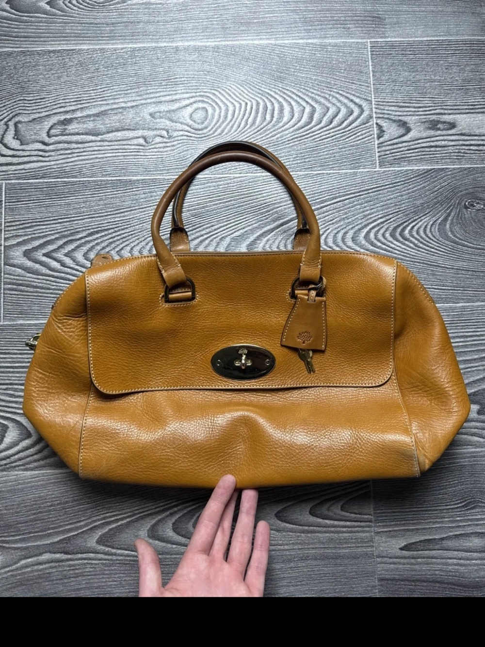 Mulberry Caramel Brown Leather Satchel with Turn-Lock